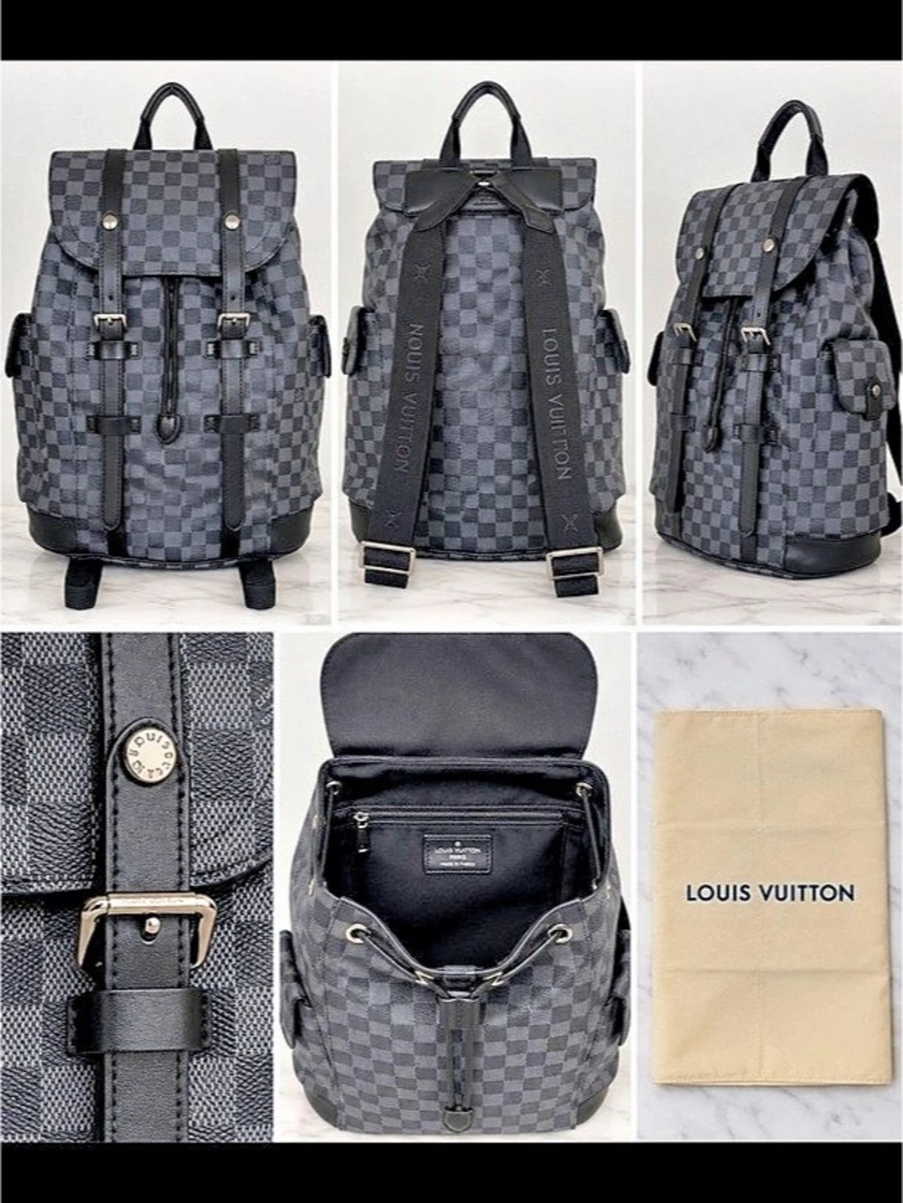 Louis Vuitton Christopher PM Damier Graphite Backpack Black & Gray